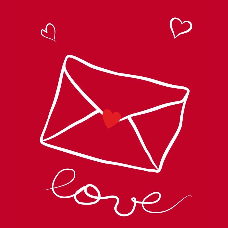 Drawing envelope and heart as love message