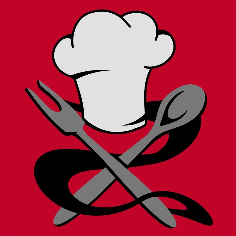 A chef's hat with spoon and fork