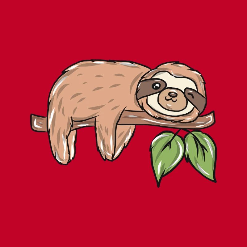 Sloth on branch with leaves