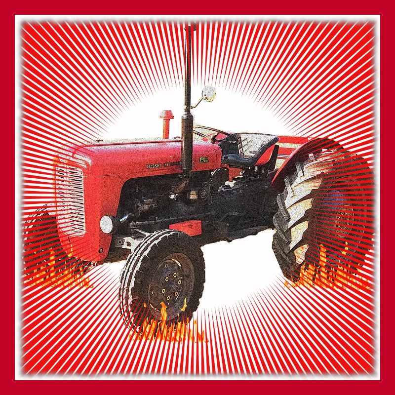 Red Tractor with Radiant Pattern