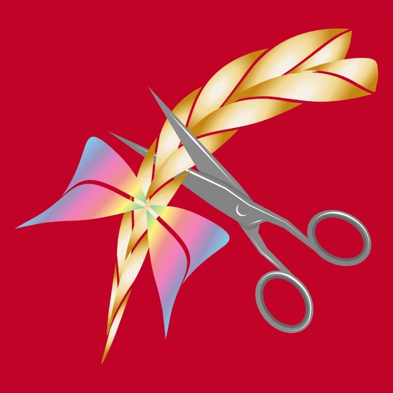 Scissors cut a blonde braid