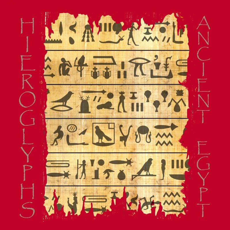Torn papyri with hieroglyphics