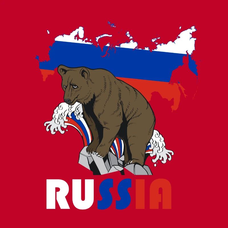 Russia bear design with map and flag