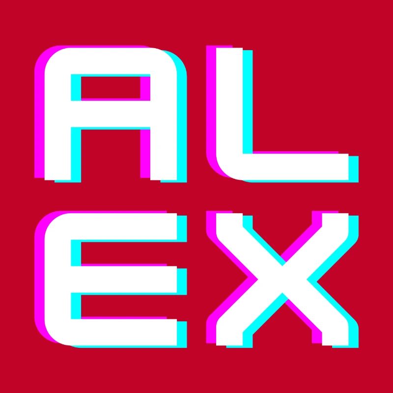 Alex Glitch Name Tag Typography Shirt