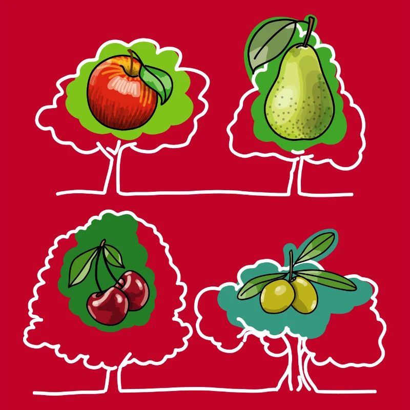 Apfel, Birne, Kirsche