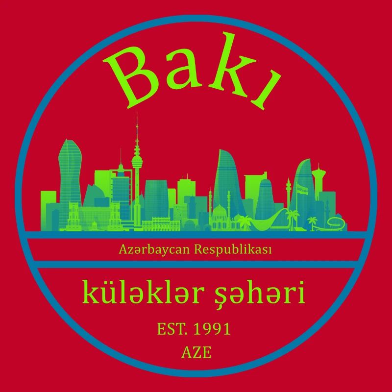 Conception de cercle de la skyline de Bakou avec vert néon