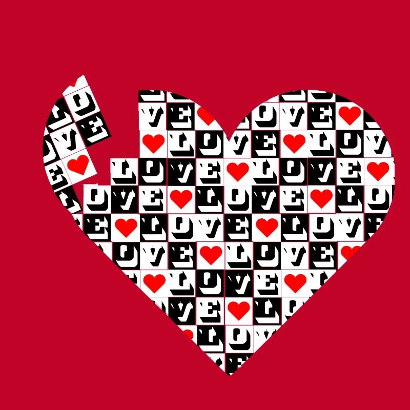 Herz-Liebe-Block Schwarz-Rot