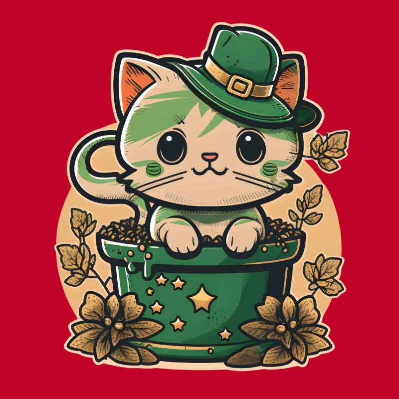Katze im Blumentopf St. Patrick s Day