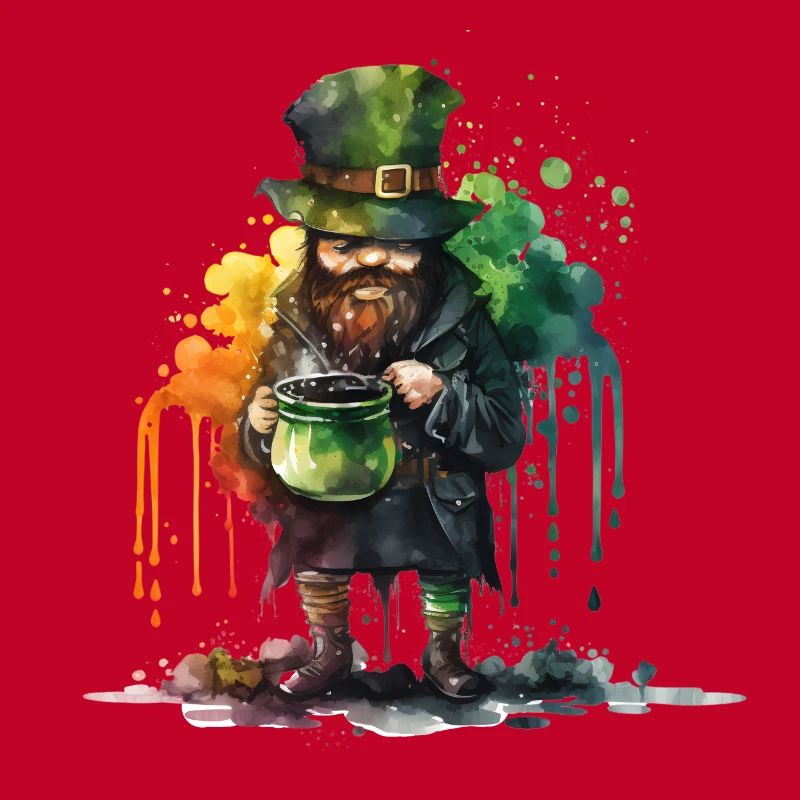 Leprechaun mit Topf und Wasserfarben