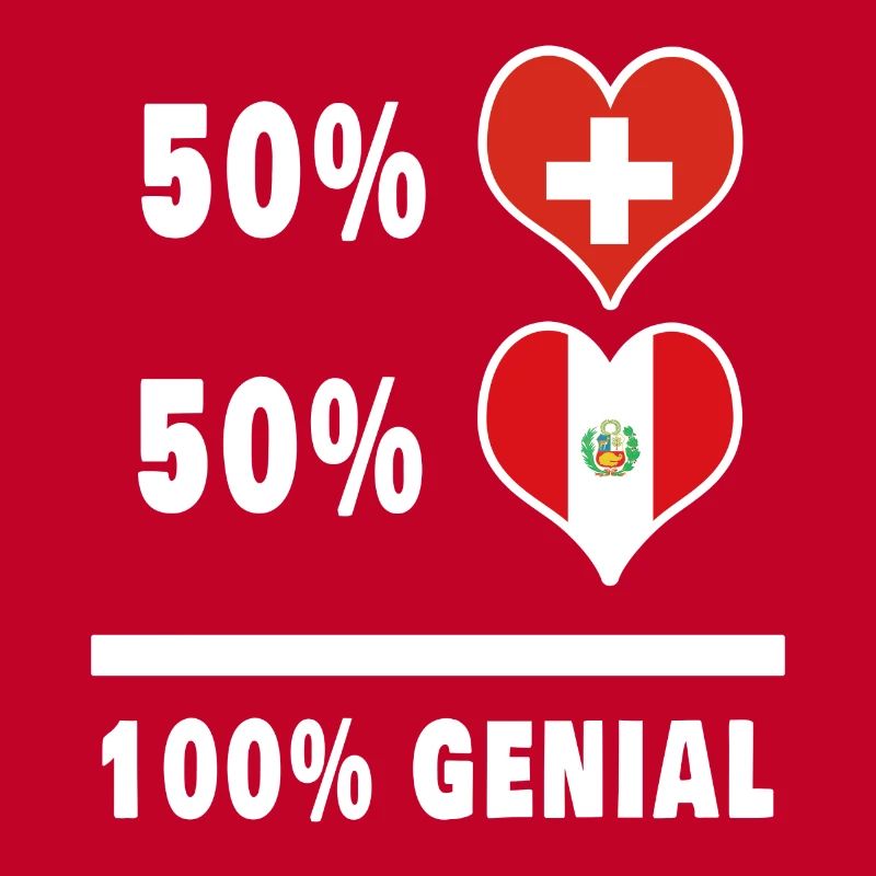 Peru und Schweiz 100% Genial Flagge