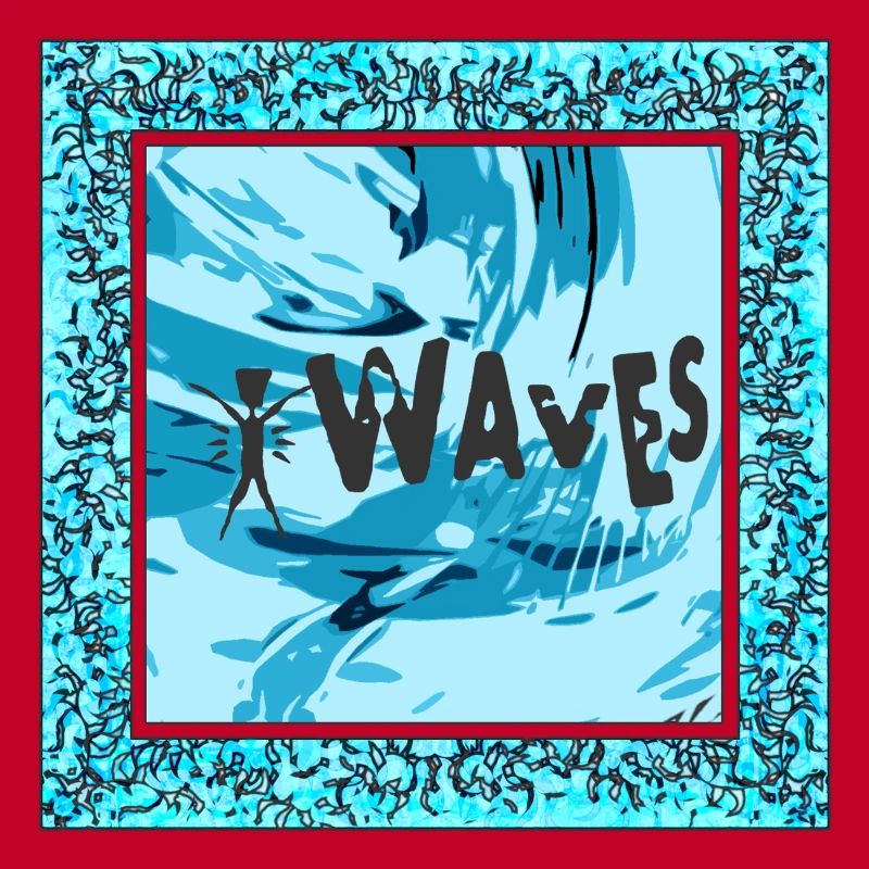 Vibrant wave art in blue - surfer design
