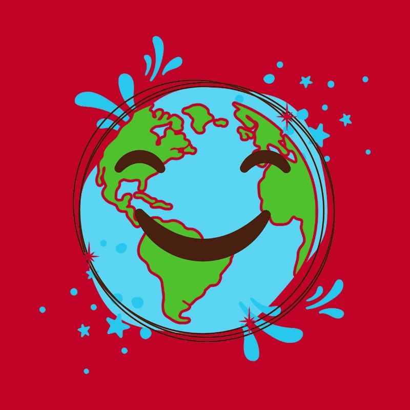 Terre Souriant design globe joyeux