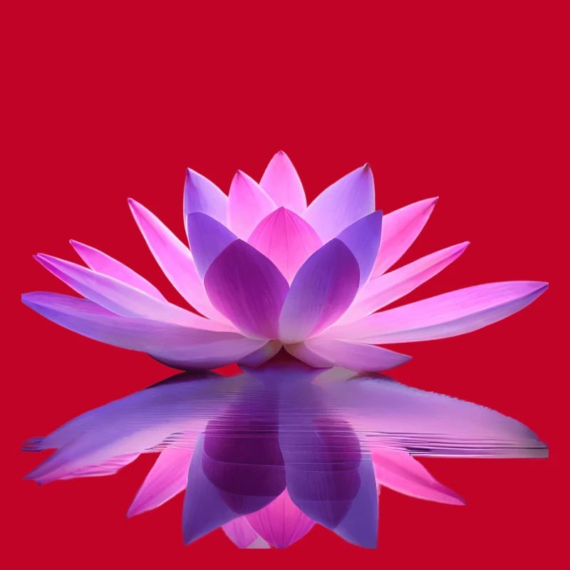 Water lily purple and pink with mirror effect