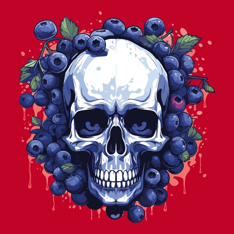 Beeren-Schädelkunst Blau