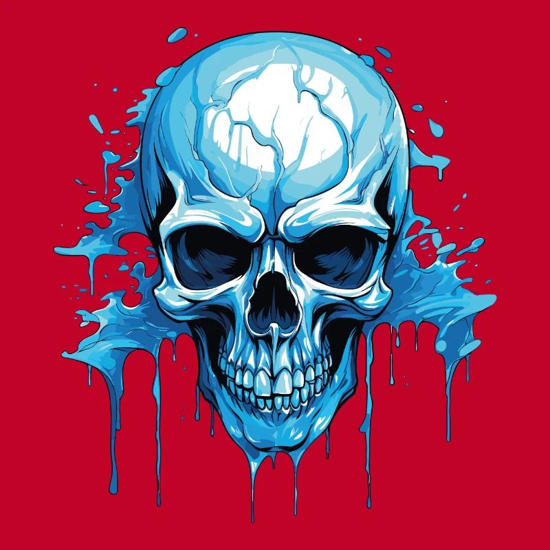 Blue Skull Ink Flow