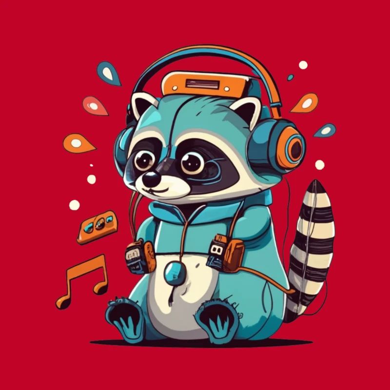 Waschbär DJ Kapuzenpullover in Aqua Neon