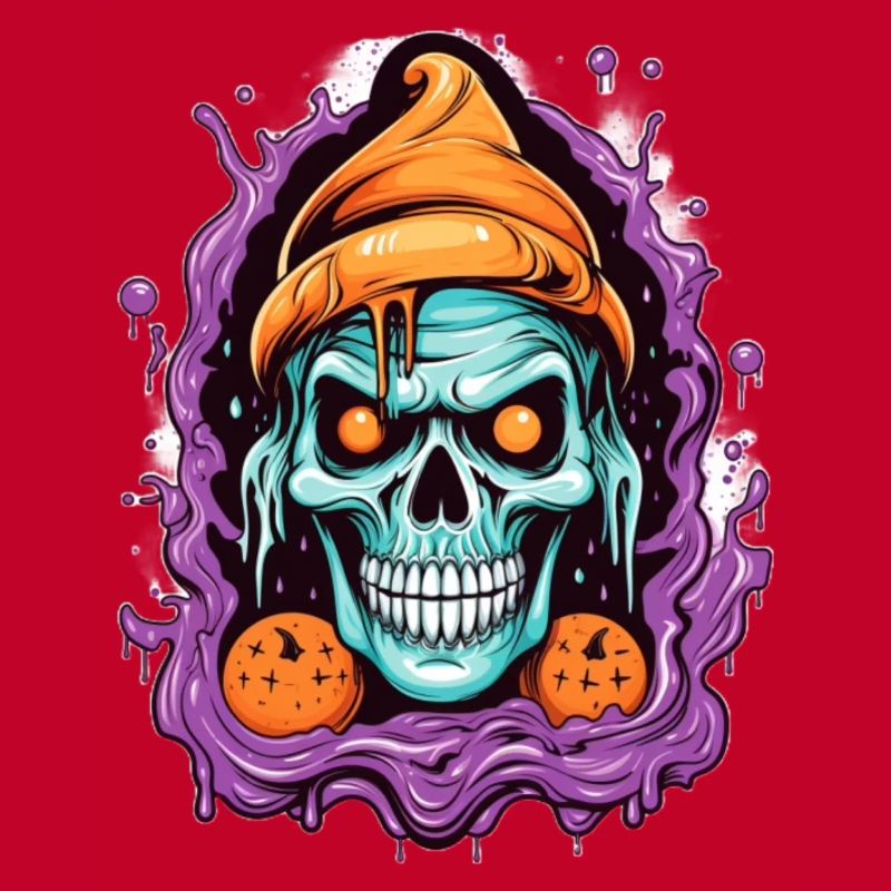 Graffiti Skull mit Halloween-Elementen