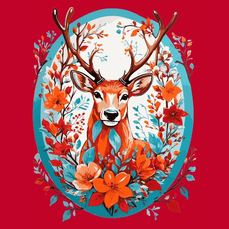 Deer with flowers