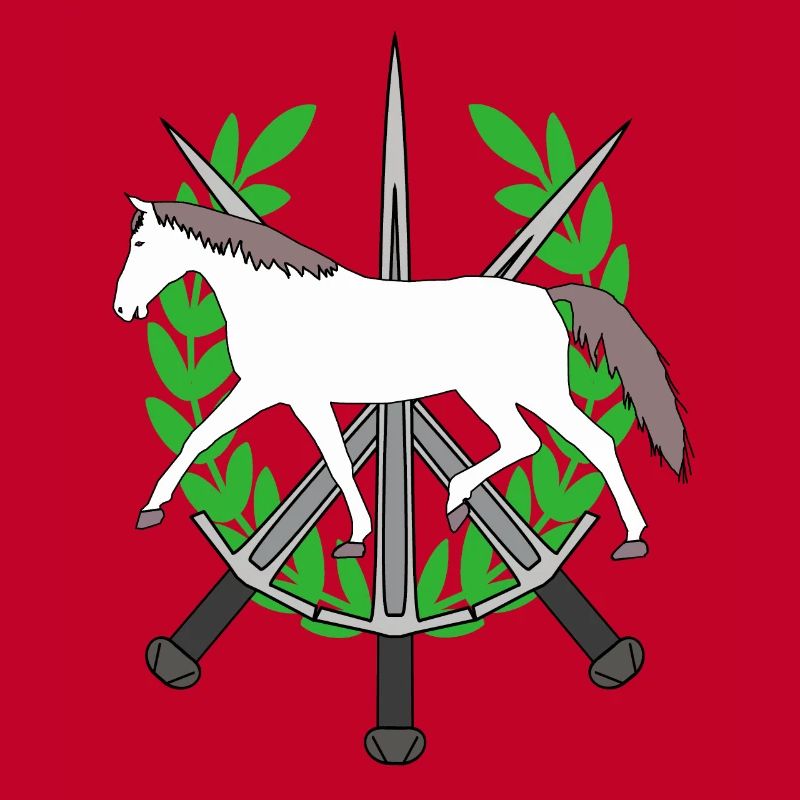 Lorbeerkranz Ritter Schwerter Held Pferd Held