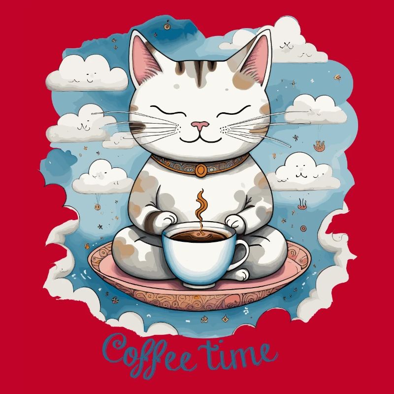 Cat drinking coffee, coffee time, cat humor