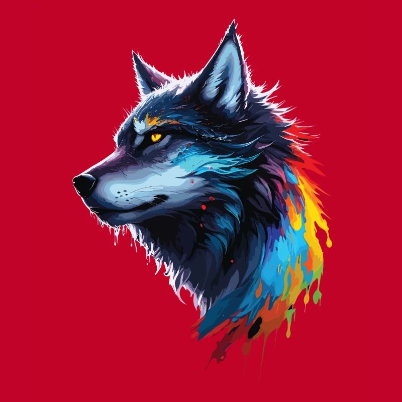 Regenbogen-Aquarell Wolf Spritzt