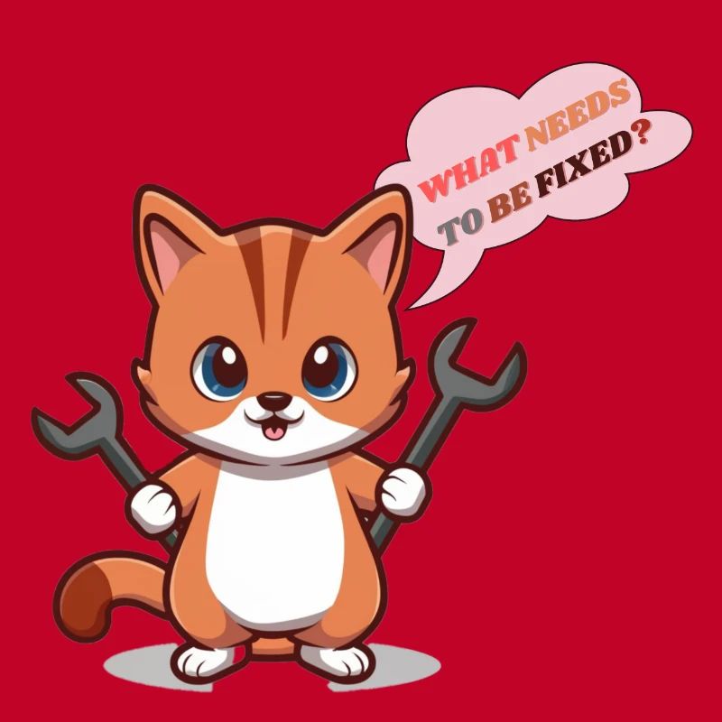 Cute Kitten with Tools and Question