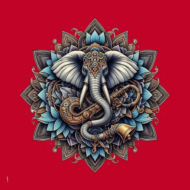 Elephant mandala in steampunk style
