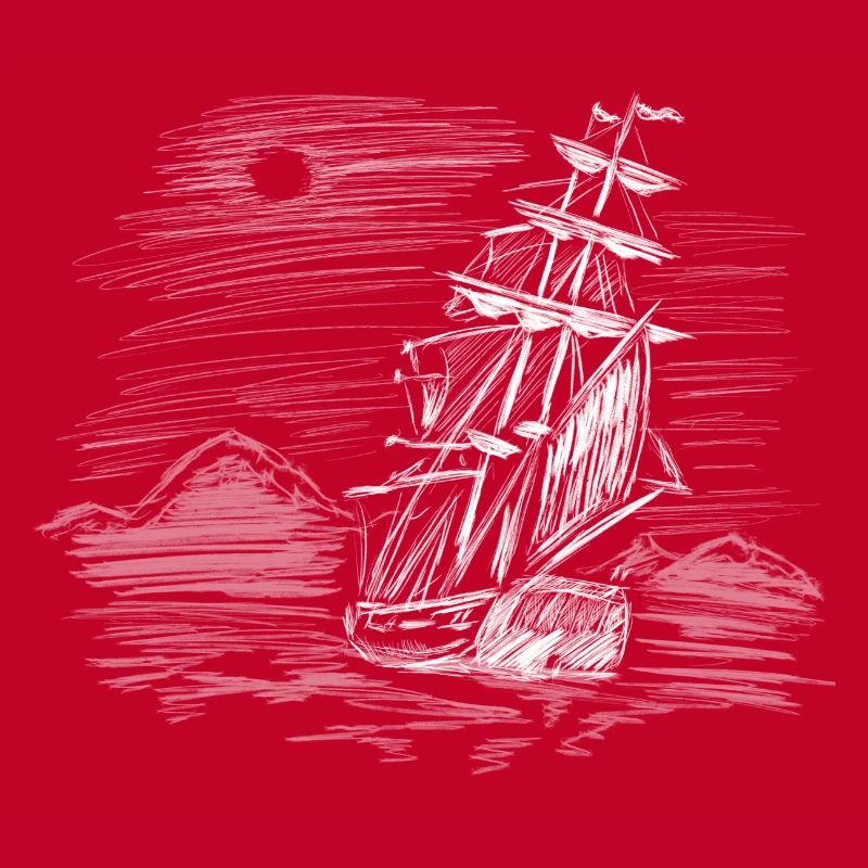 Sailing ship on course