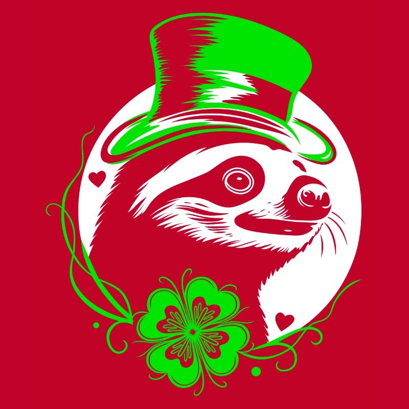 Sloth St Patrick's Day with clover and hat