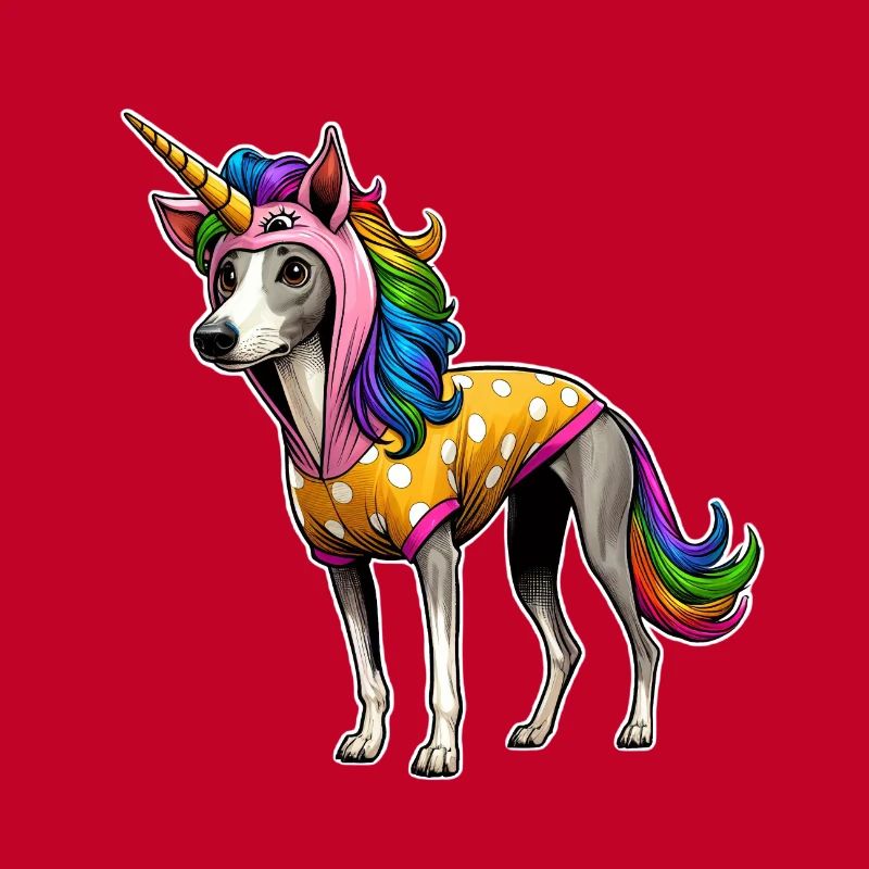 Whippet im Einhorn-Anzug