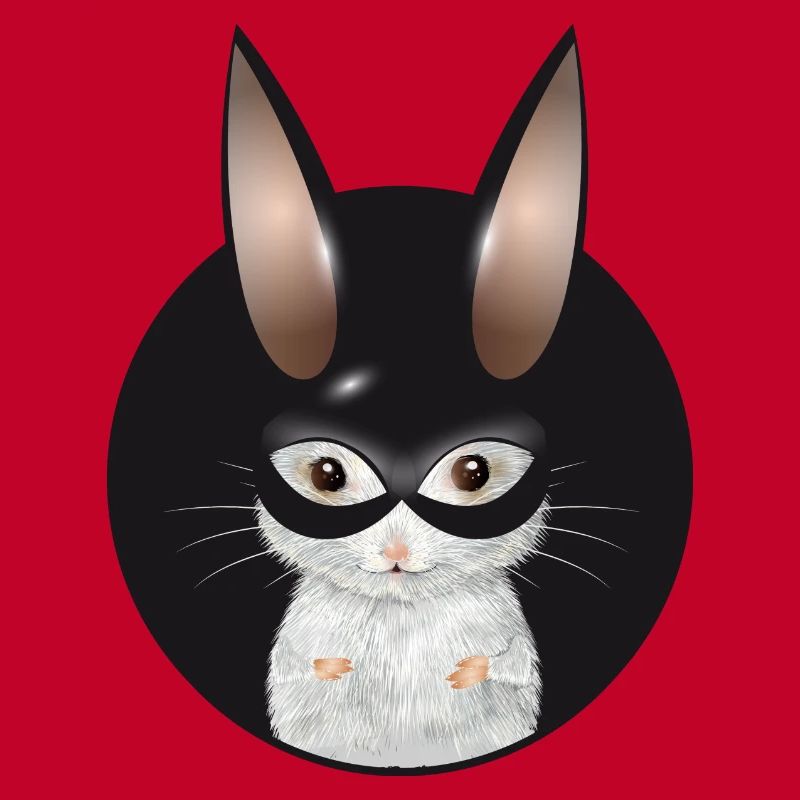 Cute White Mouse with Bunny Mask in Patch
