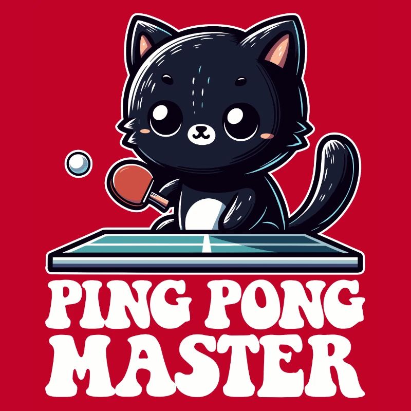 Ping Pong Master Katze Black Cat Dad Outfit