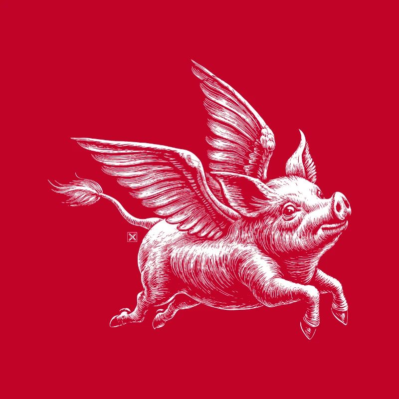 Winged pig: retro illustration