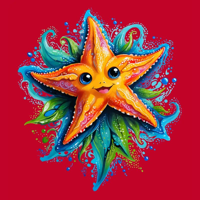 Étoile de mer jaune joyeuse dans le vortex bleu