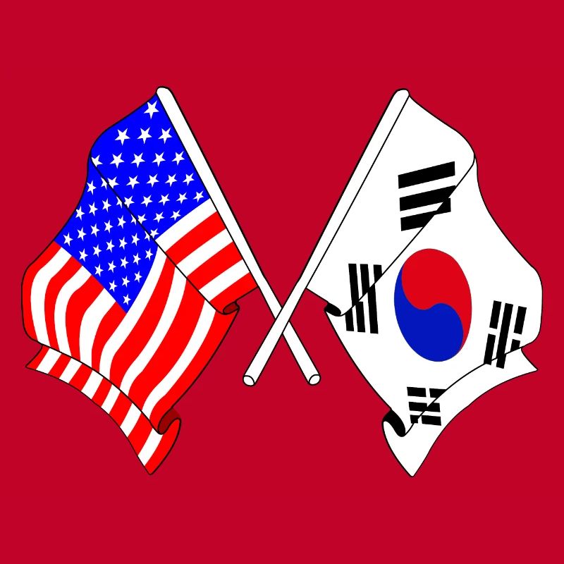 Drapeau des États-Unis et drapeau de la Corée du Sud