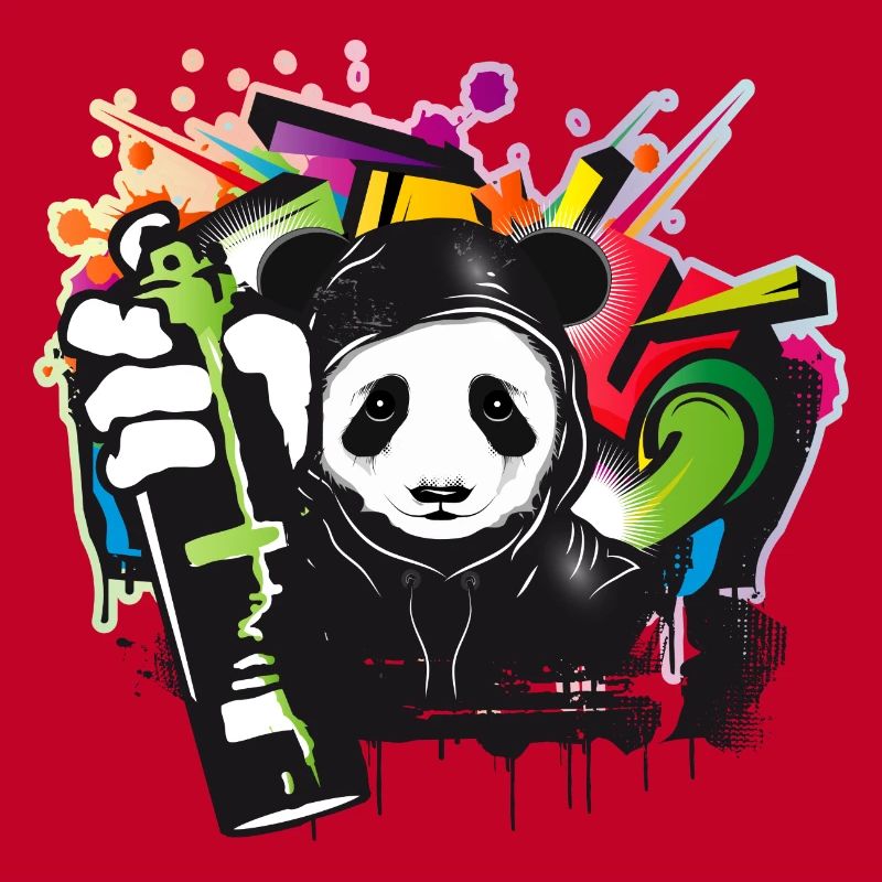 funny panda bear with graffiti and spray can