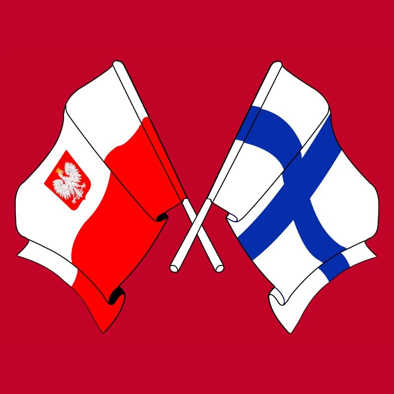 Drapeau de la Pologne et drapeau de la Finlande