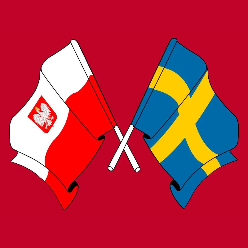 Drapeau de la Pologne et drapeau de la Suède