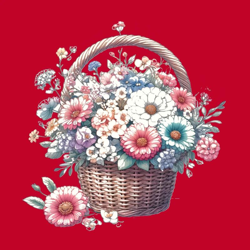 Panier somptueusement rempli de fleurs pastel