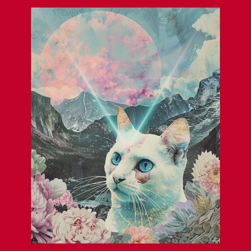 Comet cat between blooming peaks