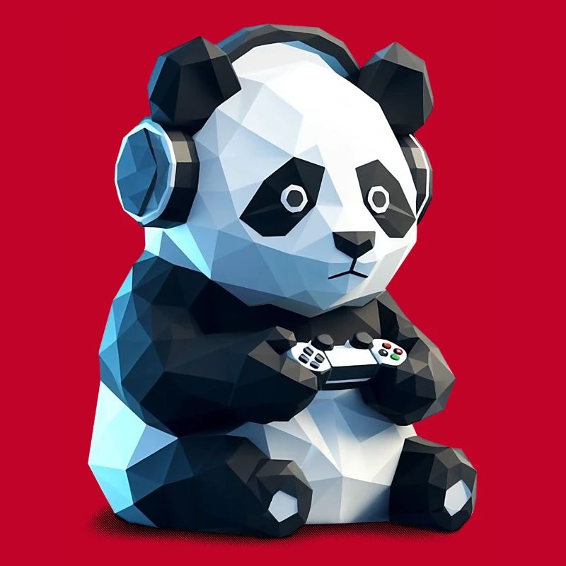 Gaming Panda mit Headset & Controller