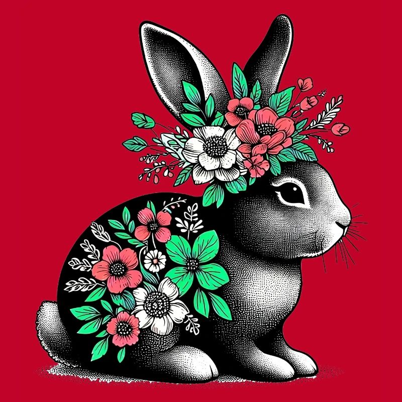 Rabbit with Flowers