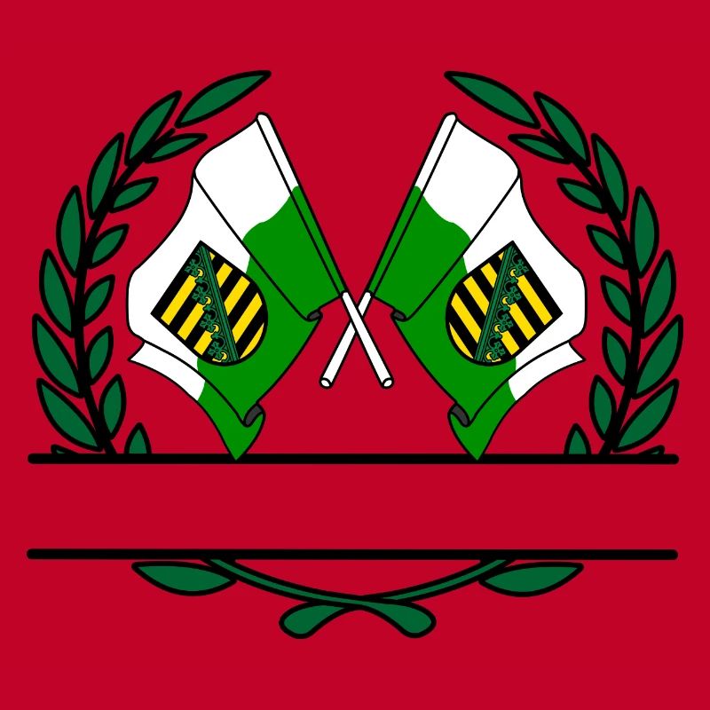 Drapeaux Saxe couronne de laurier bannière