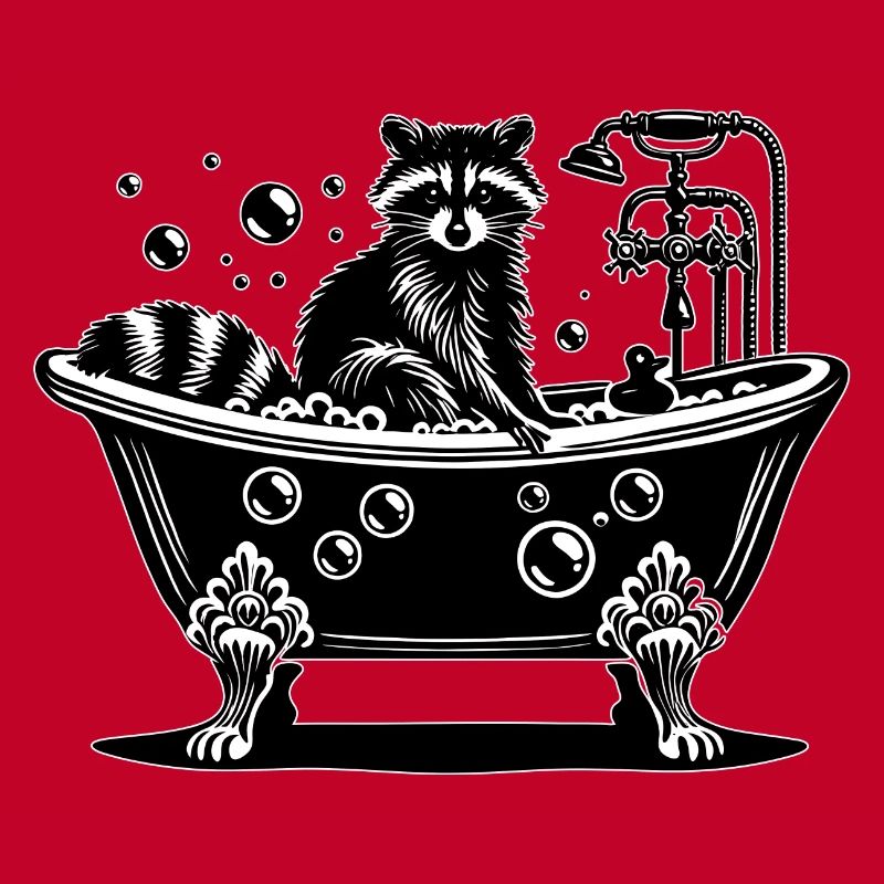 Raton laveur mignon dans la baignoire