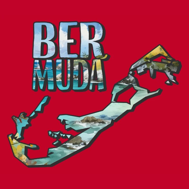 Watercolor Map Bermuda
