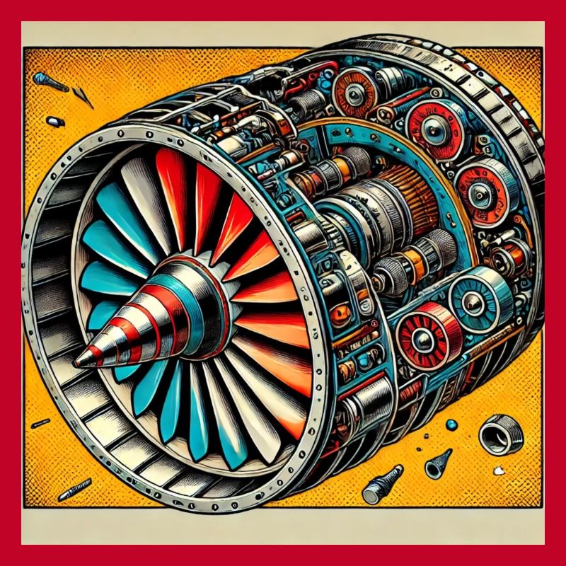 Turbine Unleashed: Comic Art - Flugzeug Turbine
