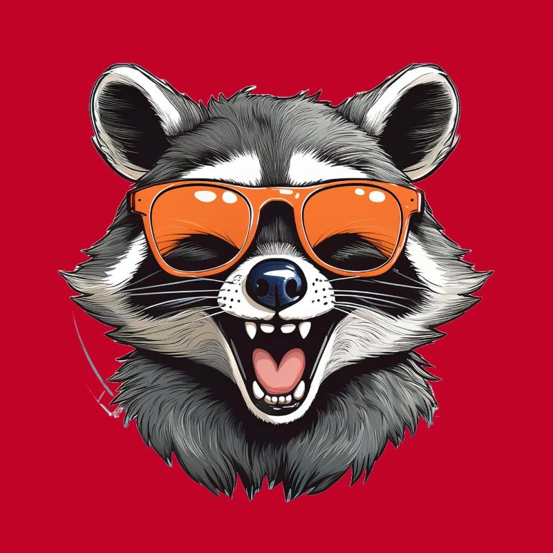 Lachender Waschbär mit Sonnenbrille