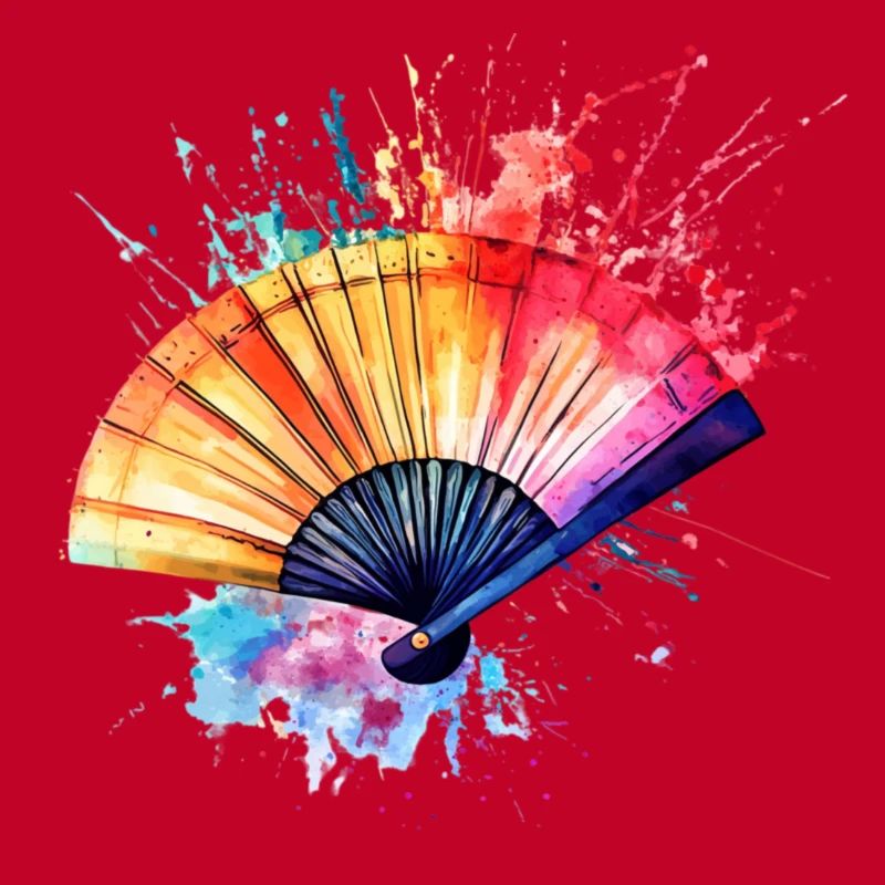 Éventail aquarelle éclatant