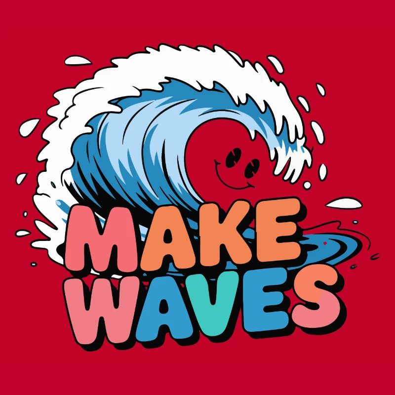 Lebendige Surfwelle mit Make Waves-Text