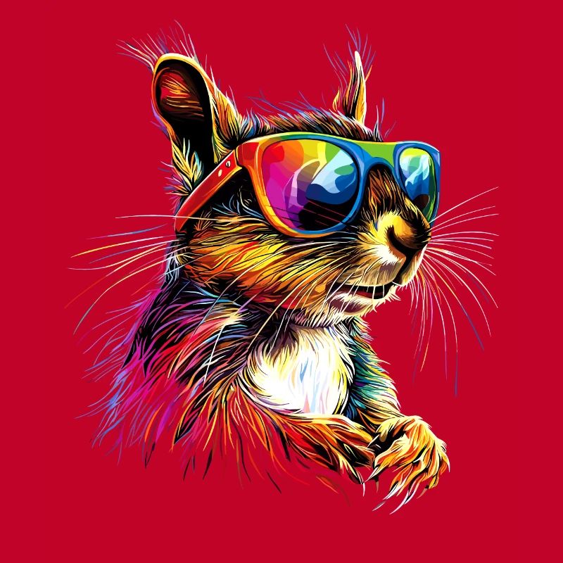 Eichhörnchen Kopfhörer Bunt Popart DJ Eichhörnchen
